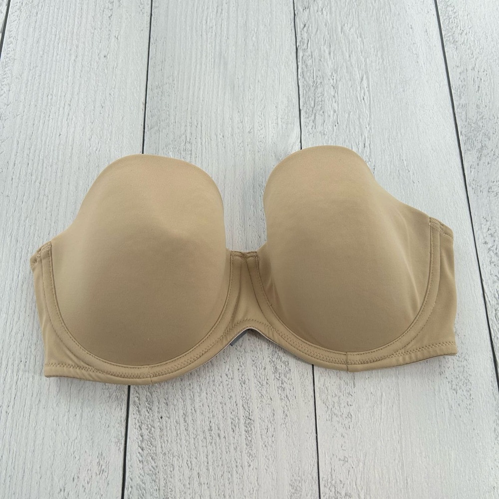 Aerie Size 34D Nude Strapless Underwire Bra with Hook & Eye Closure